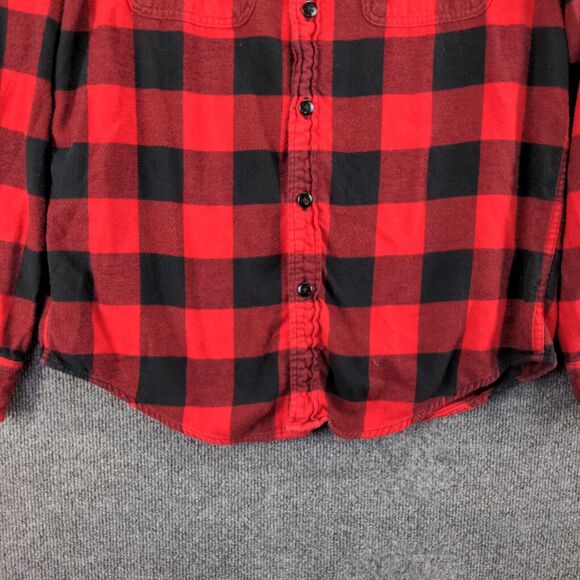 American Eagle Men's Button Up Shirt Red Checkered Large Long Sleeve Cotton - Picture 4 of 12